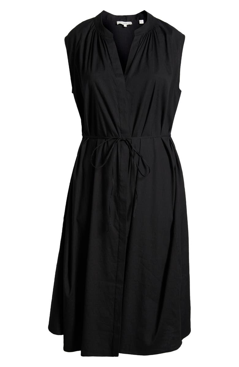 Vince Sleeveless Linen Blend Midi Dress, Alternate, color, Black