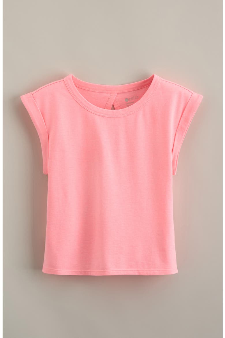Kids' Breeze Back Tee, Main, color, PINK NEON BUBBLEGUM