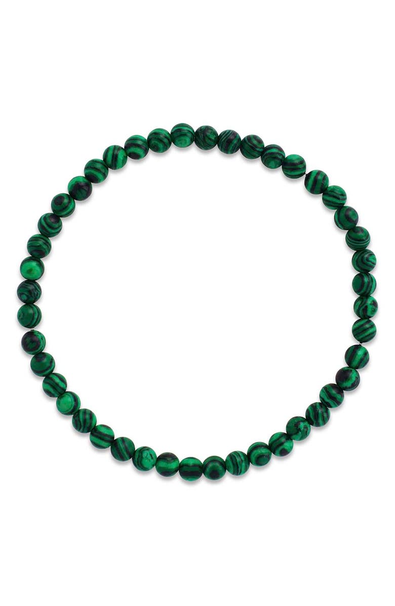 Sterling Forever Malachite Beaded Stretch Bracelet, Alternate, color, Malachite