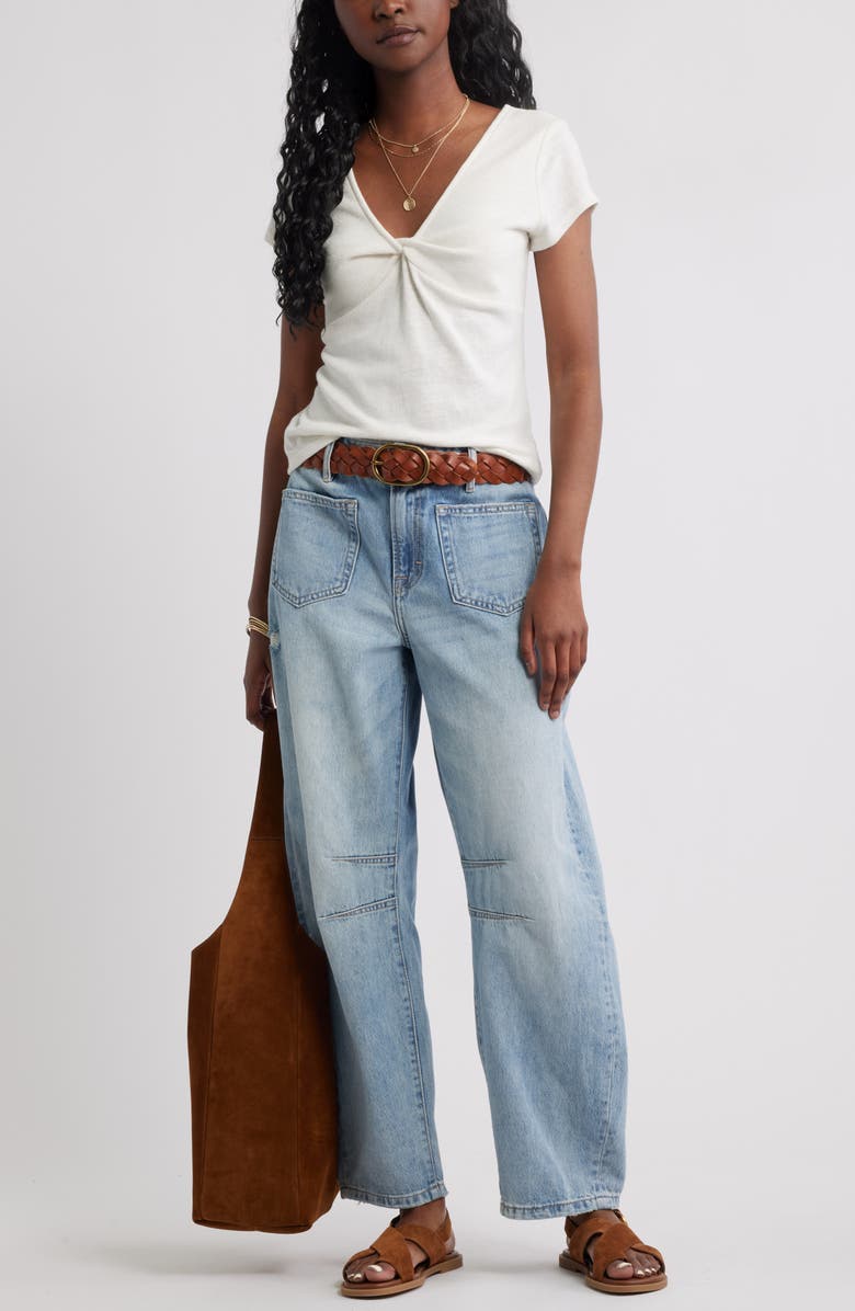 Treasure & Bond Twist Front V-Neck Knit Top, Alternate, color, Ivory Egret