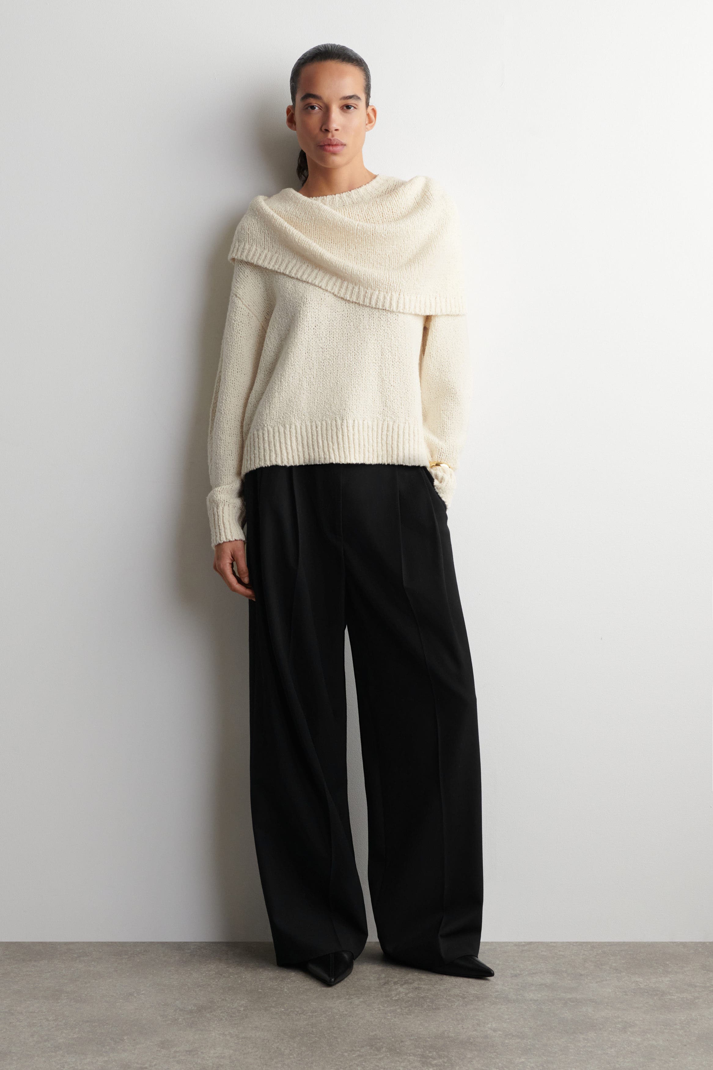 Layered Shawl Merino-Cashmere Sweater - image 2