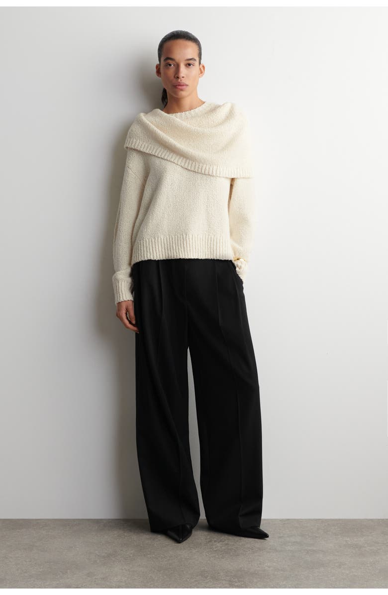 COS Layered Shawl Merino-Cashmere Sweater, Alternate, color, White