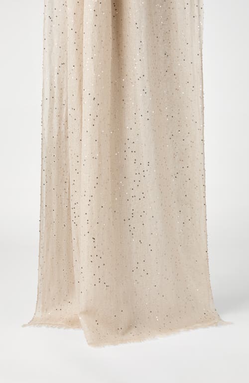 Brunello Cucinelli Cashmere And Silk Diamond Yarn Scarf In Beige