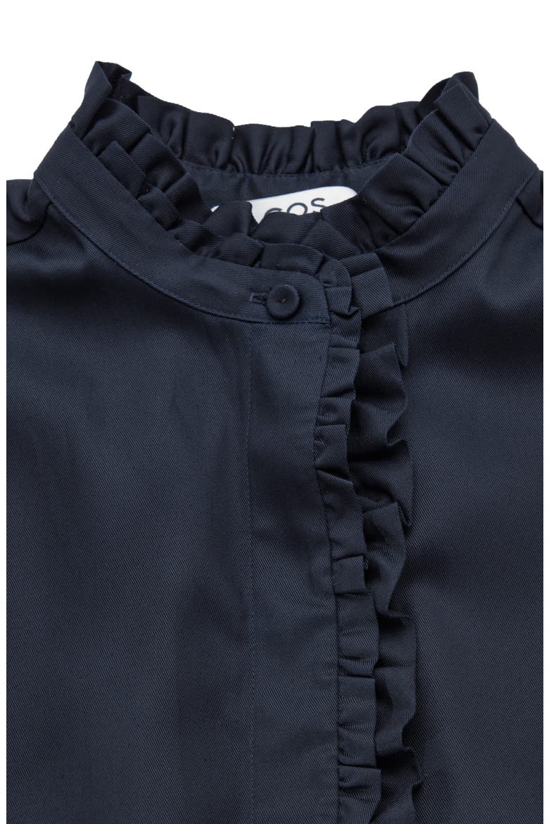 Ruffle Long Sleeve Tencel® Lyocell & Cotton Shirtdress, Alternate, color, BLUE DARK