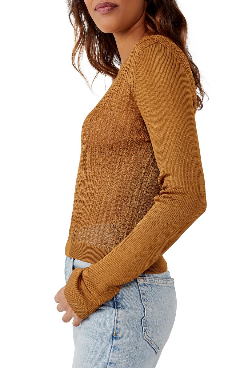 Free People Crewneck Sweater, Alternate, color, Tiger Eye