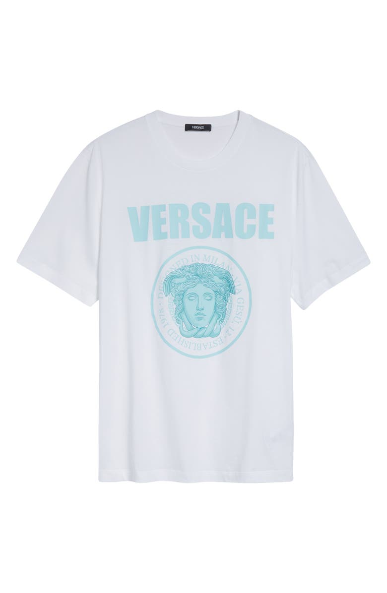 Versace Medusa Compact Cotton Jersey Graphic T-Shirt, Alternate, color, Optical White