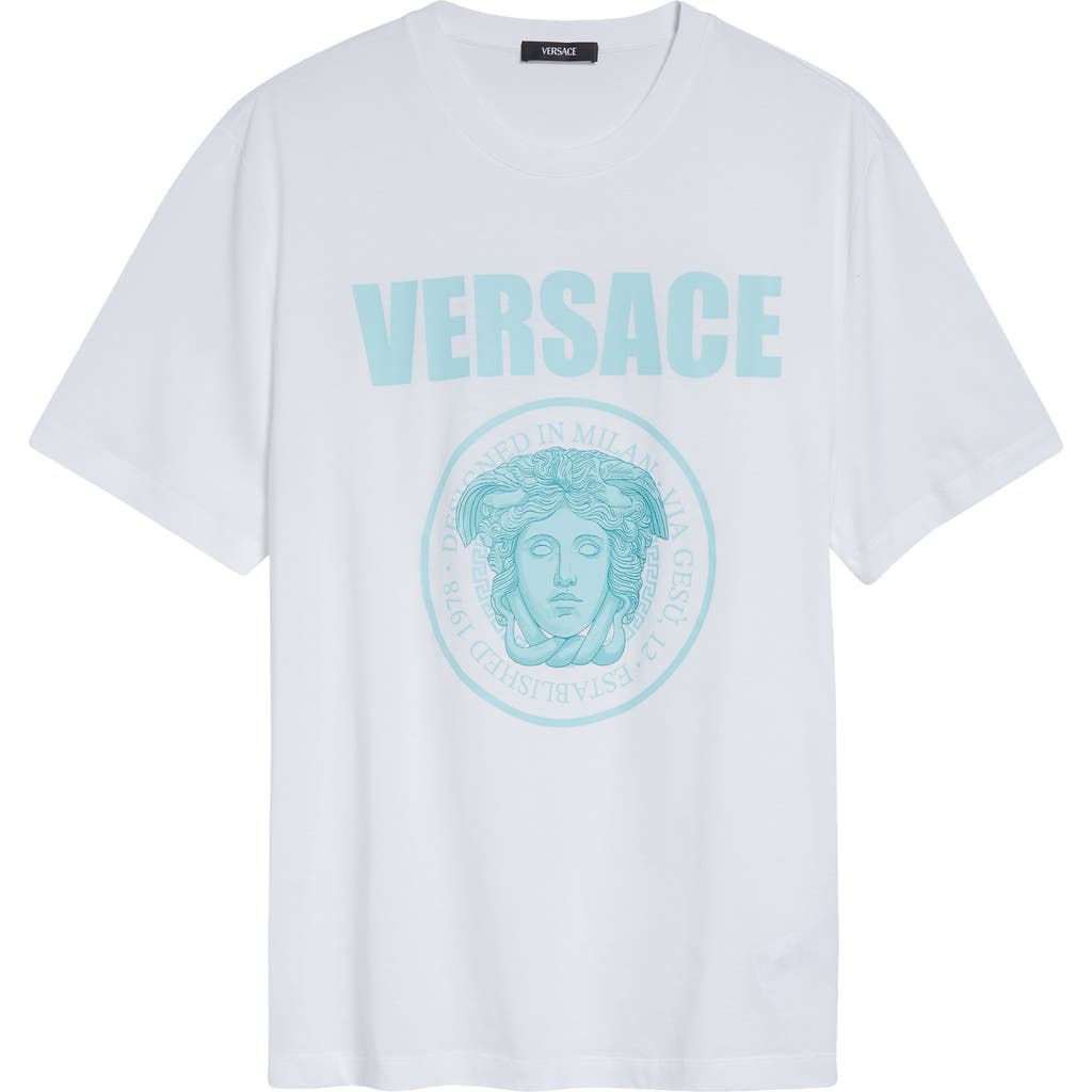 Versace Medusa Compact Cotton Jersey Graphic T-shirt In White
