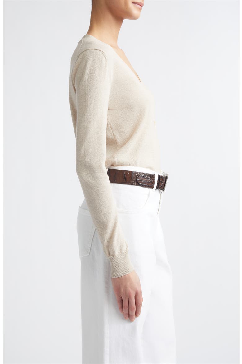 V-Neck Cardigan, Alternate, color, SAND