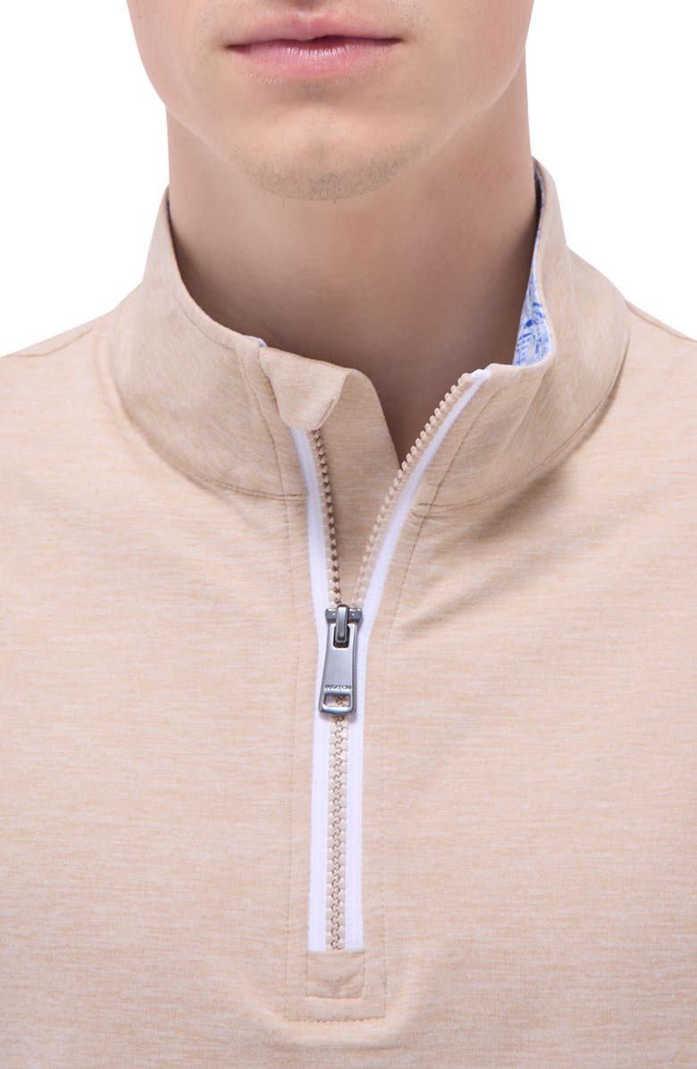 Bugatchi Quarter Zip Performance Pullover, Alternate, color, Sand