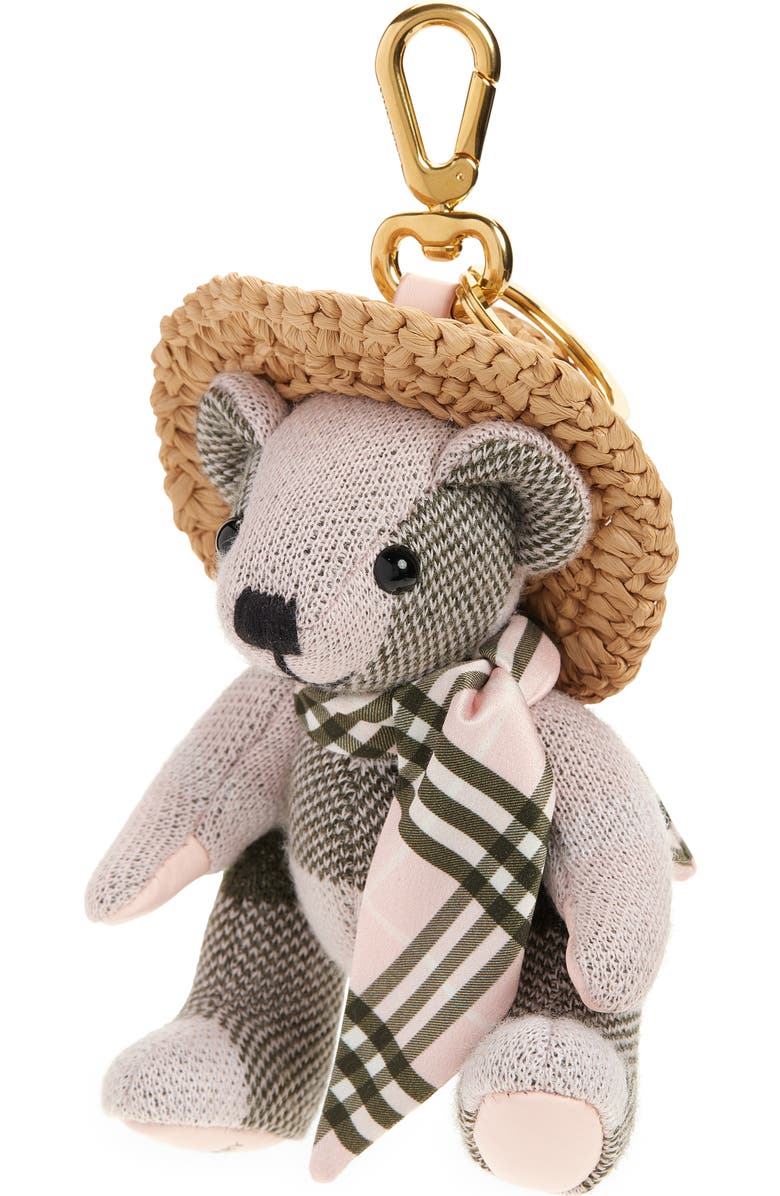 Burberry Thomas Bear Highgrove Wool Bag Charm, Main, color, Mallow Pink