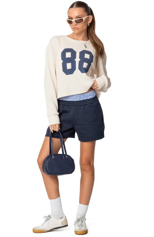 Shop Edikted Plaid Boxer Detail Shorts In Navy