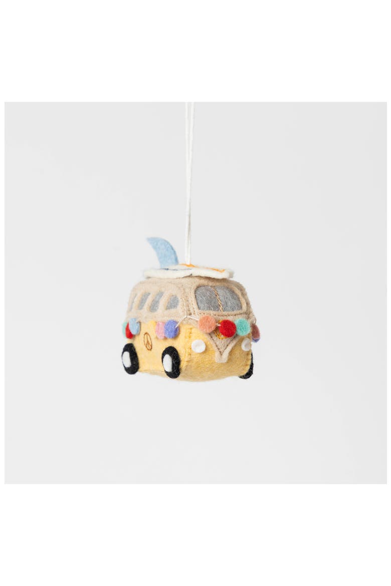 Surf's Up Hippie Bus Ornament, Alternate, color, YELLOW