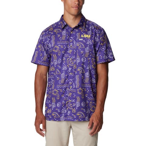 Men's Columbia Purple LSU Tigers Super Slack Tide Omni-Wick Button-Up Shirt