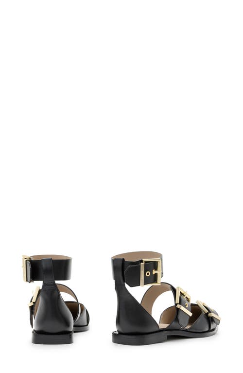 Allsaints Womens Black Sutton Multi-strap Flat Leather Courts In Black