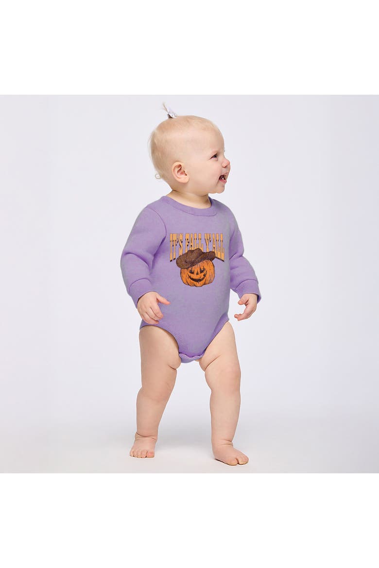 It's Fall Y'all Jack-O-Lantern Infant Fleece BodySuit, Main, color, Lavender