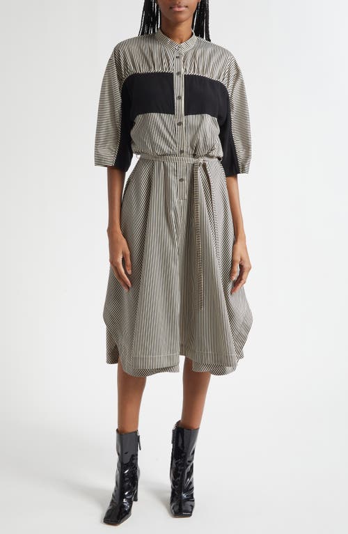 3.1 Phillip Lim Mixed Media Tie Waist Midi Dress In Gray