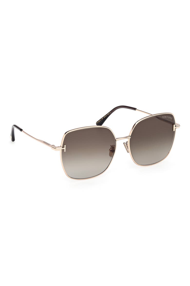 59mm Gradient Square Sunglasses, Alternate, color, SHINY ROSE GOLD / GRADIENT BROWN