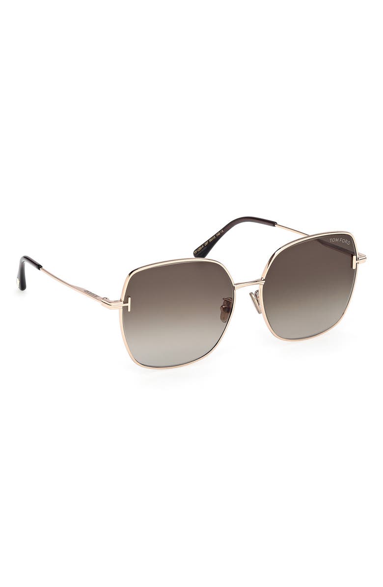 TOM FORD 59mm Gradient Square Sunglasses, Alternate, color, Rose Gold / Grey / Grad Brown