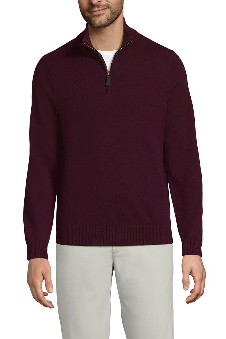 Fine Gauge Cashmere Quarter Zip, Alternate, color, Lush Burgundy