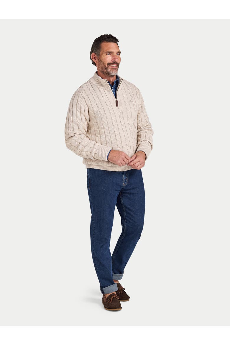 Chunky Cable Quarter Zip Knit Jumper, Alternate, color, Oatmeal