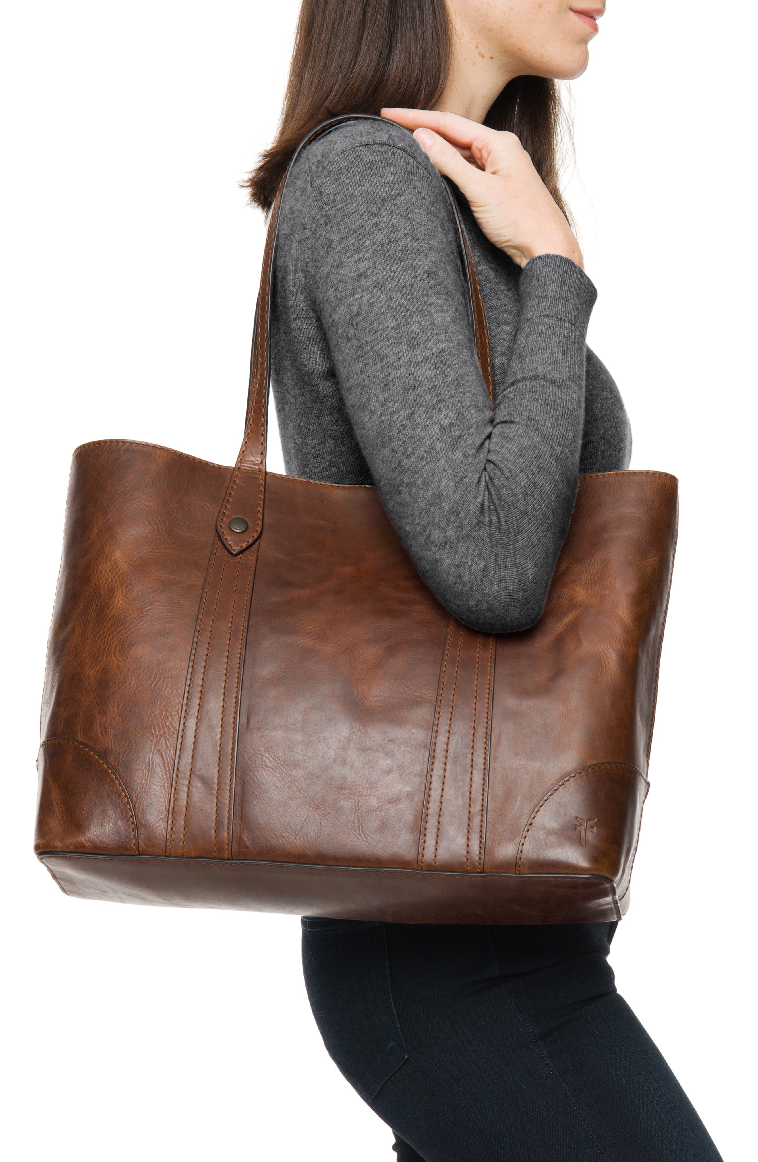 Frye Melissa Leather Shopper, Alternate, color, Cognac