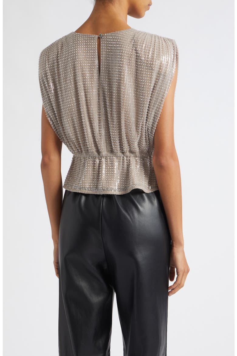Talon Strong Shoulder Sequin Top, Alternate, color, TAUPE