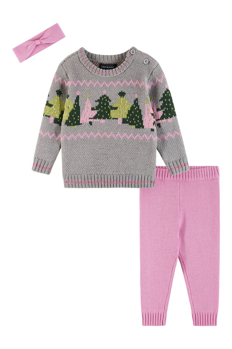 Chenille Headband, Sweater & Leggings Set, Main, color, GREY TREES