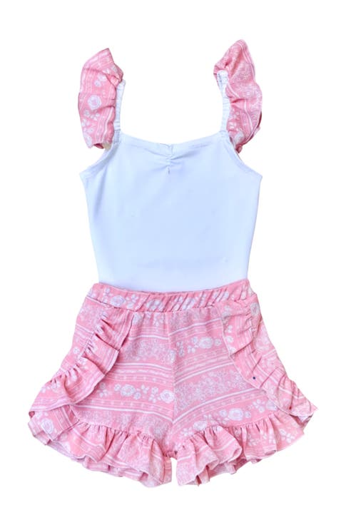 Girls Love Those Frills Top and Ruffle Short Set