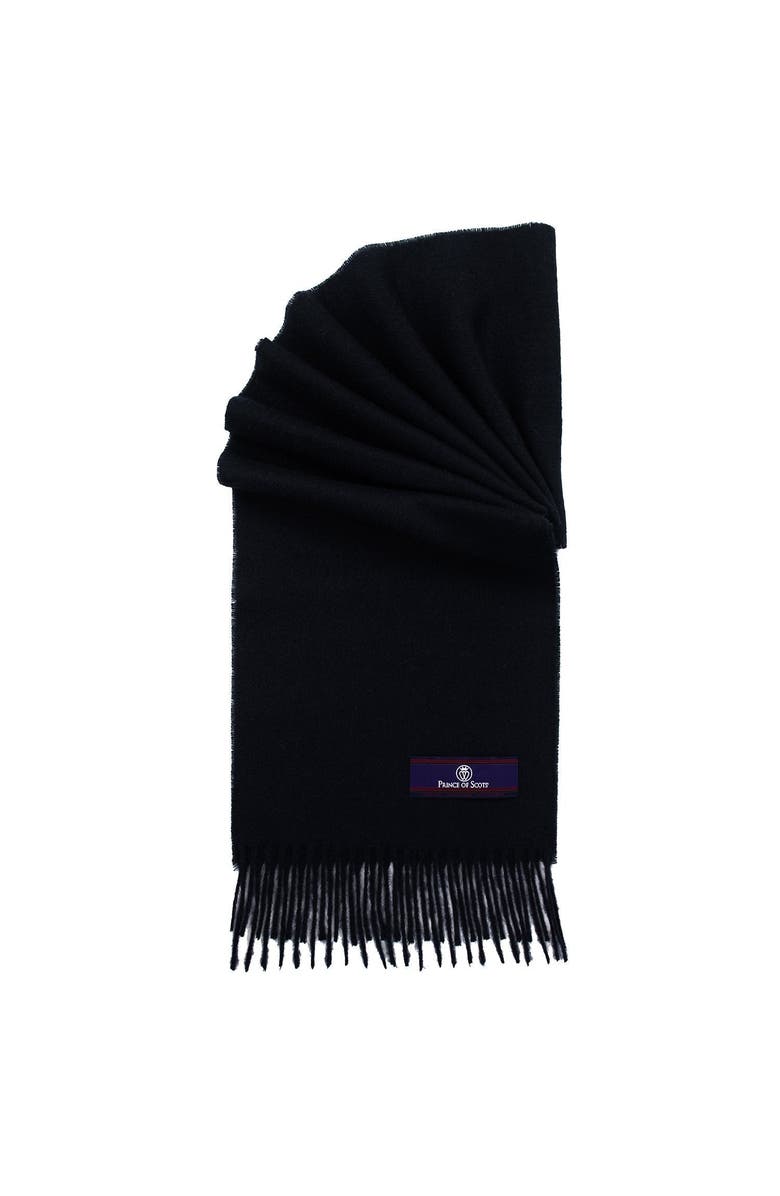 Prince of Scots Fringed Merino Wool Scarf, Alternate, color, Navy