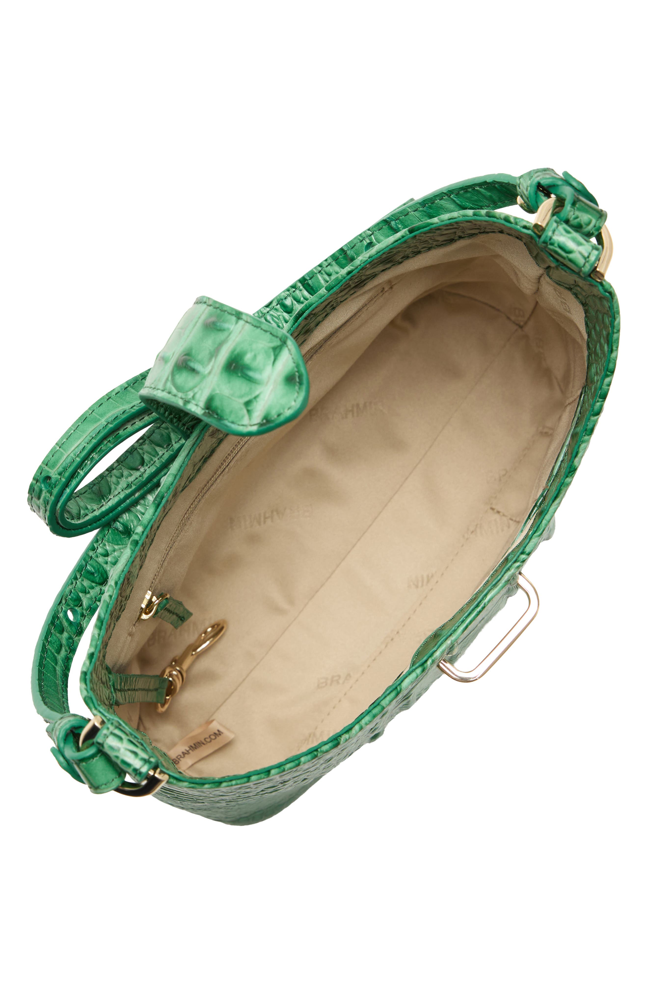 Brahmin Small Gwynne Croc Embossed Leather Crossbody Bag, Alternate, color, Palm