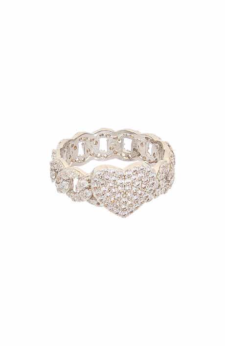 Juvell Pavé Cubic Zirconia Heart Link Band Ring