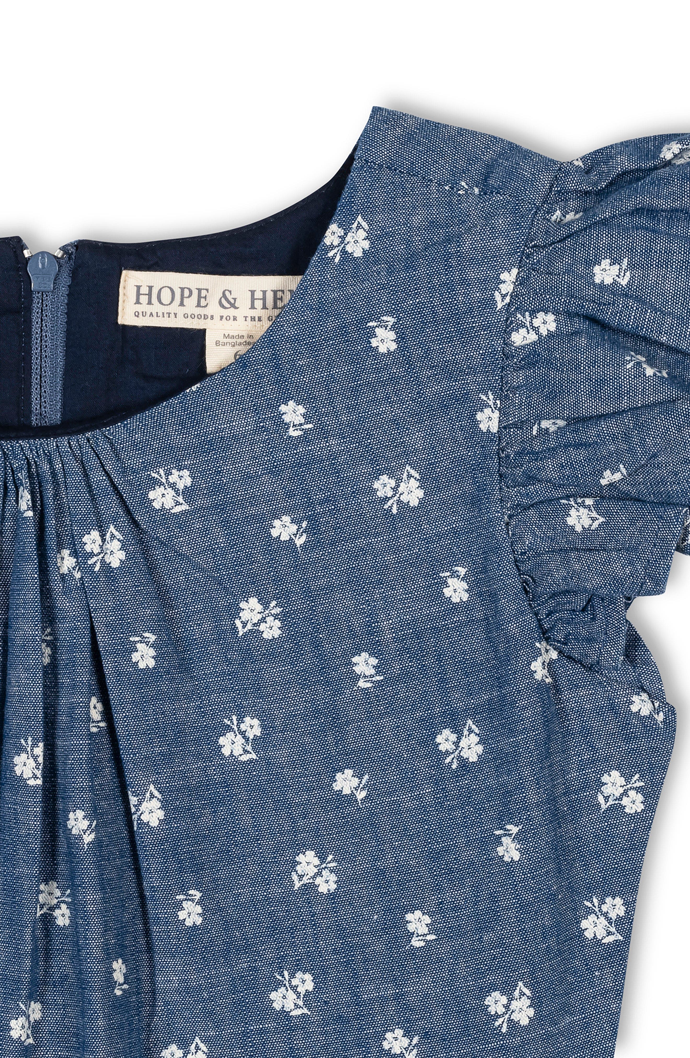 Hope & Henry Kids' Organic Ruffle Sleeve Smocked Waist Chambray Dress ...