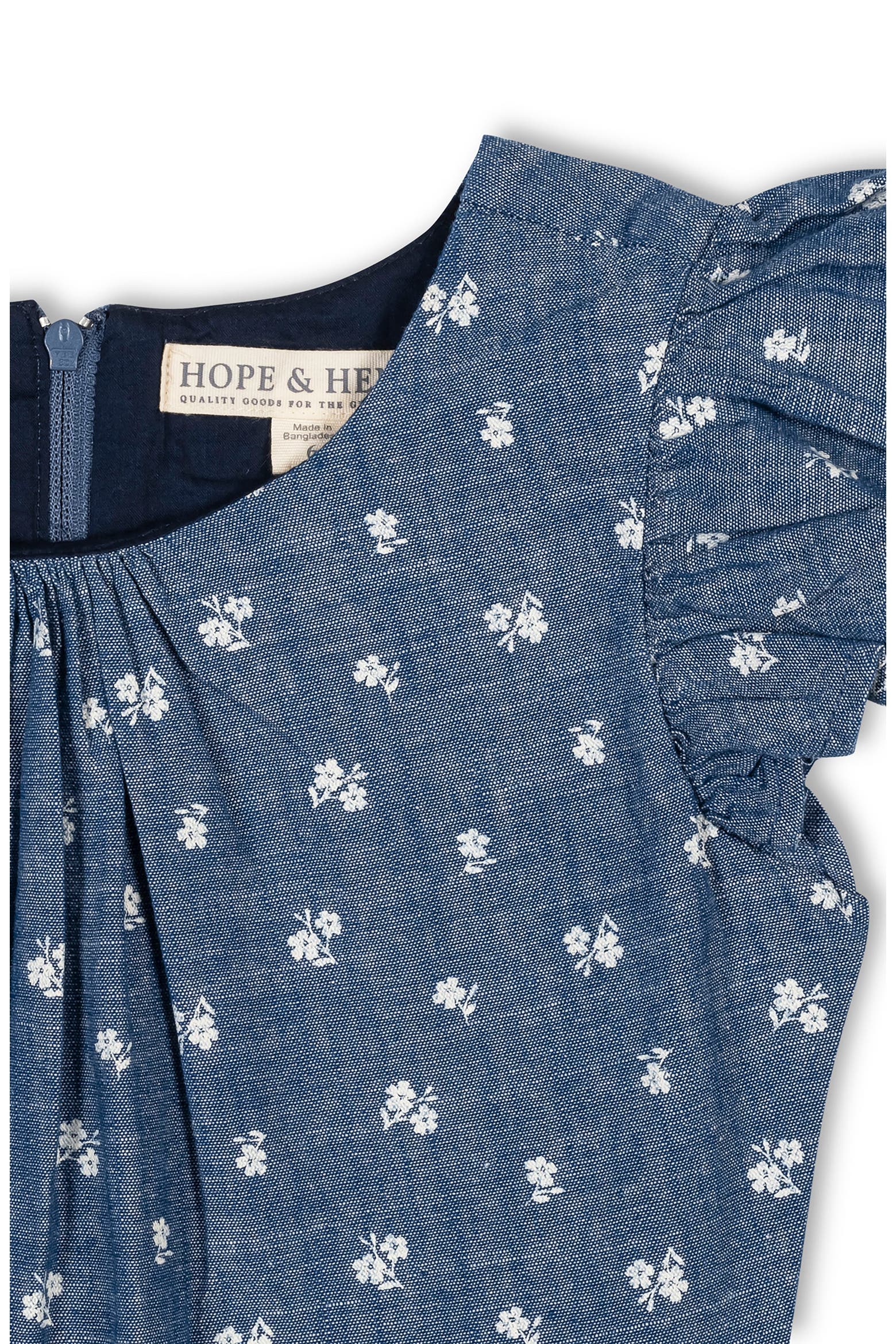 Henry D Rack Hope & Henry Kids' Organic Ruffle Sleeve Smocked Waist Chambray Dress ...