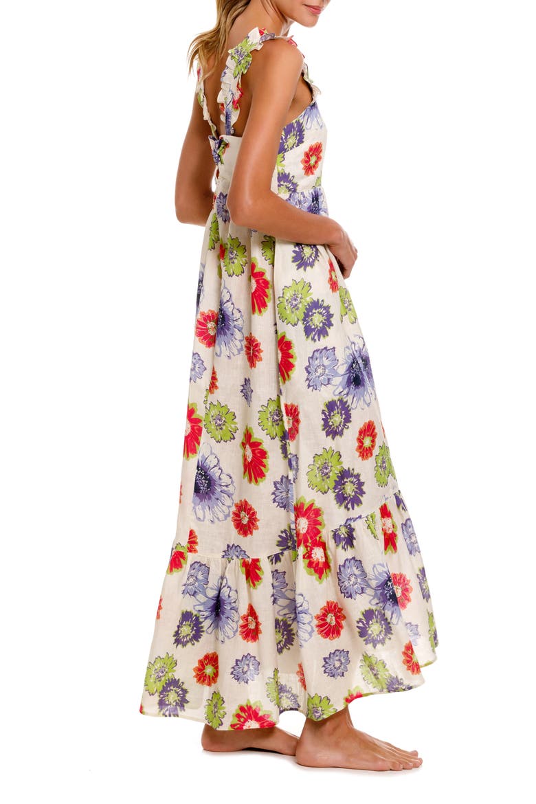 Mika Floral Linen Nightgown, Alternate, color, WHITE