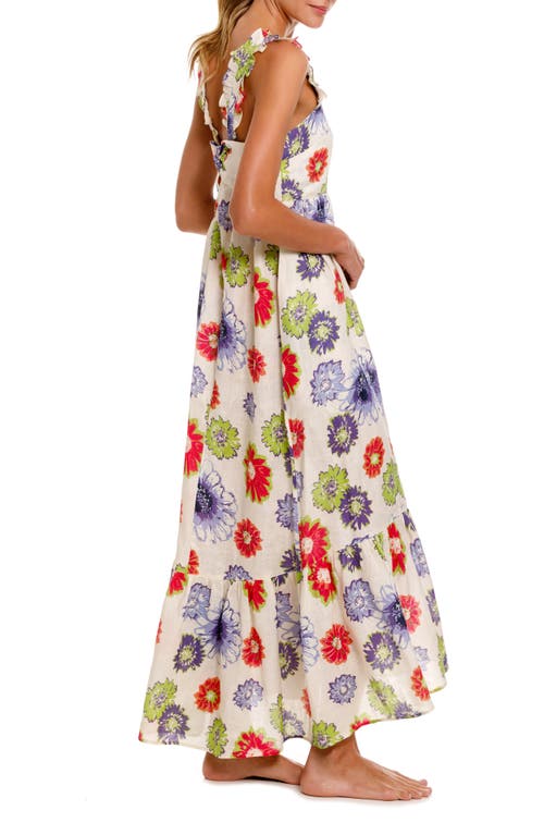 The Lazy Poet Mika Floral Linen Nightgown In White