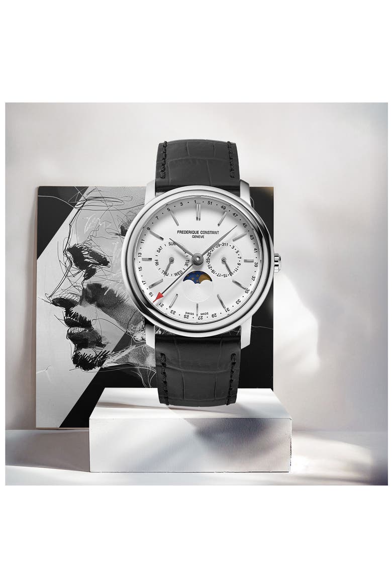 Classic Business Timer Leather Strap Watch, 40mm, Alternate, color, BLACK