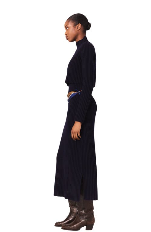 Maje Knit Maxi Dress With Removable Sweater In Blue
