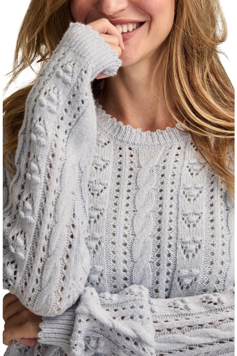 Pointelle Sweater, Alternate, color, HEATHER