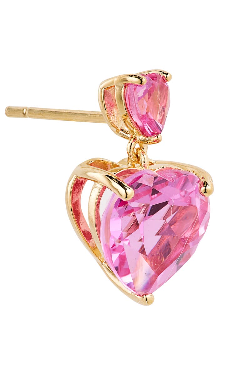 JUDITH LEIBER COUTURE Crystal Heart Drop Earrings, Alternate, color, Pink