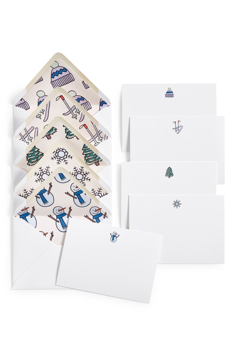 Set of 10 Note Cards & Envelopes, Main, color, FROSTY