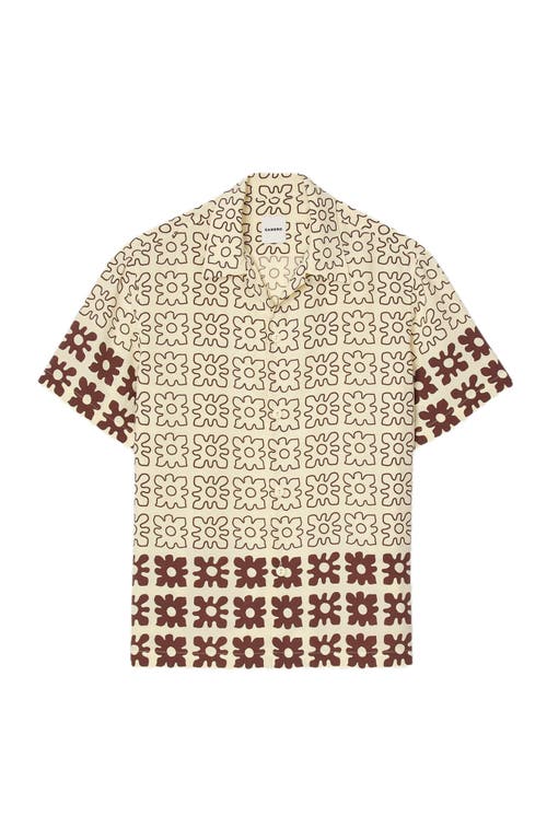 Sandro Vintage Flower Regular Fit Camp Shirt In Oats