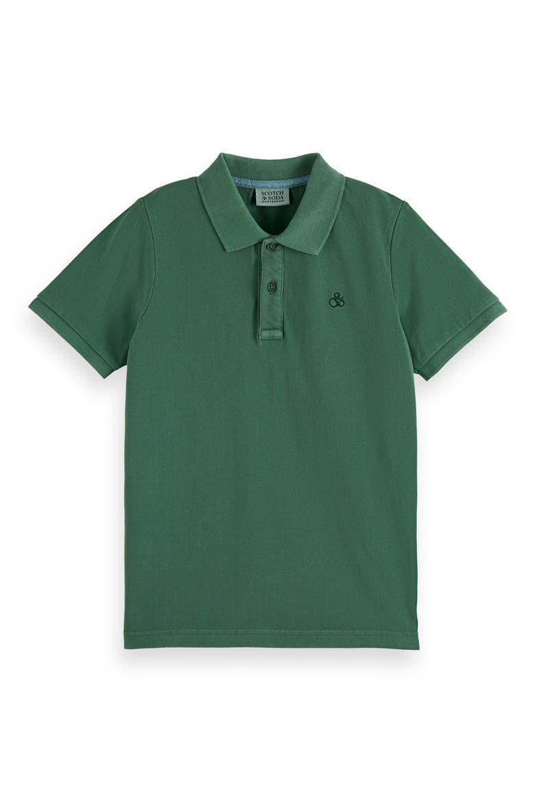Kids' Cotton Piqué Polo, Main, color, BENCH GREEN