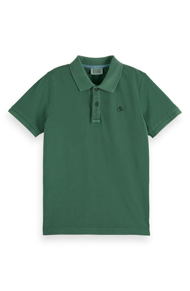 Scotch & Soda Kids' Cotton Piqué Polo, Main, color, Bench Green