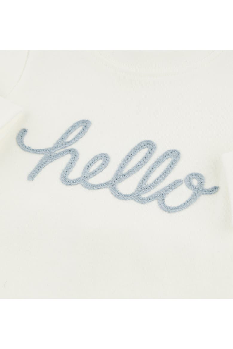 "hello" Fog Embroidered Two Piece Set, Alternate, color, Cream