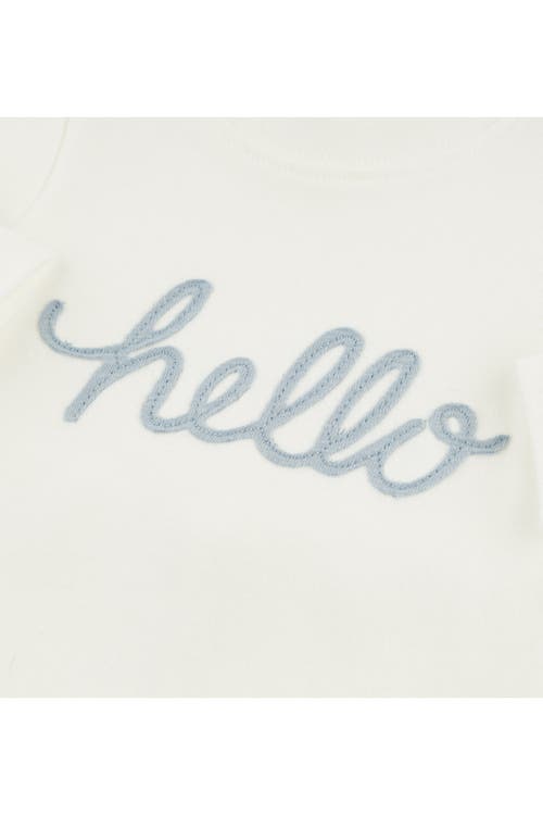 Shop Oh Baby ! "hello" Fog Embroidered Two Piece Set In Cream