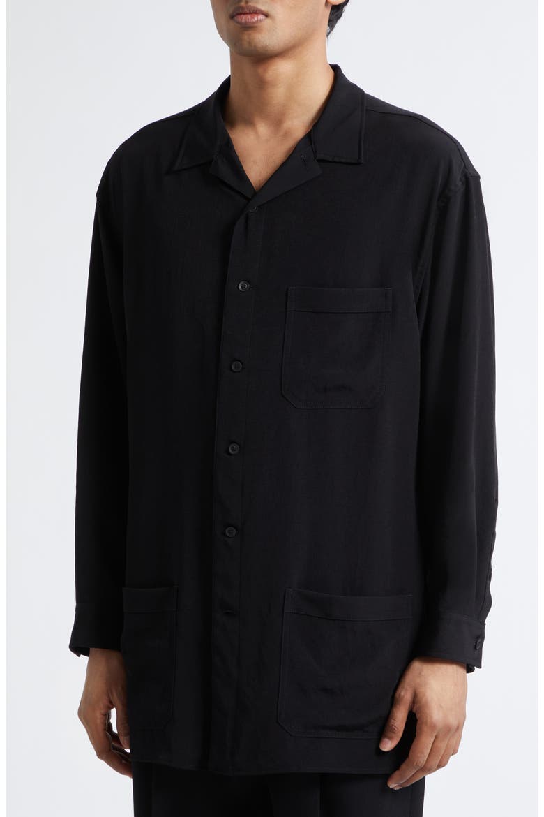 Oversize Button-Up Shirt, Alternate, color, BLACK
