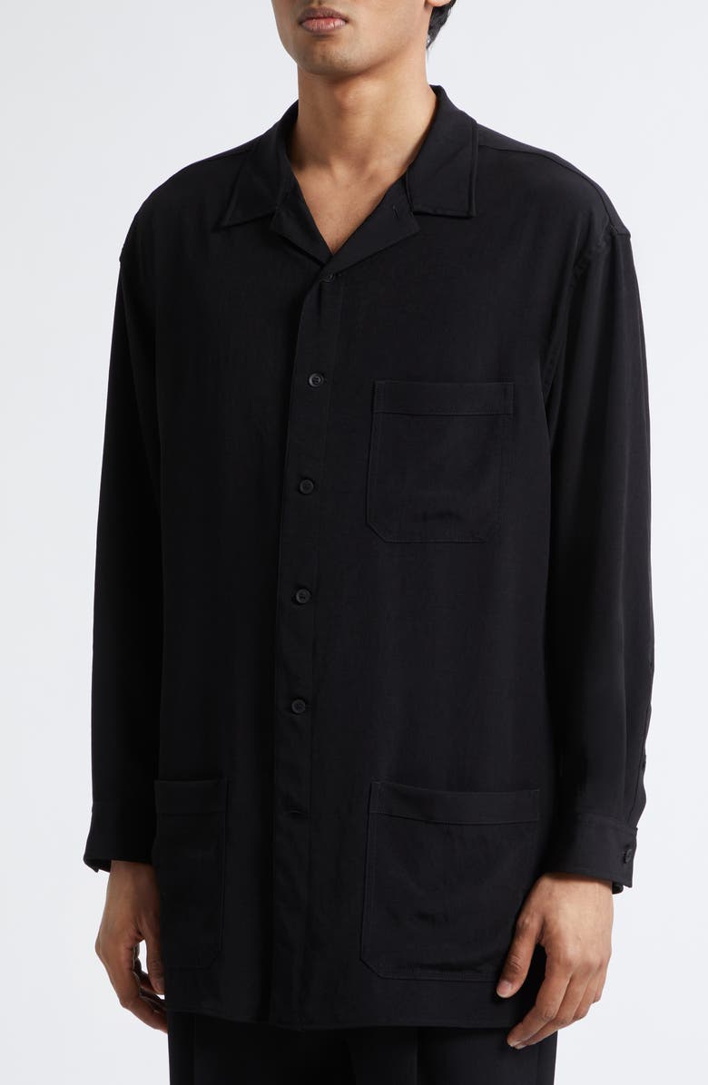 Yohji Yamamoto Oversize Button-Up Shirt, Alternate, color, Black