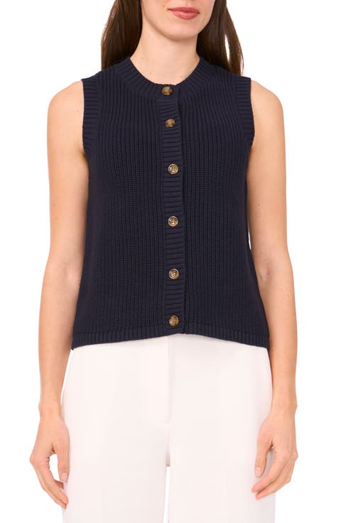 Sleeveless Cotton Cardigan