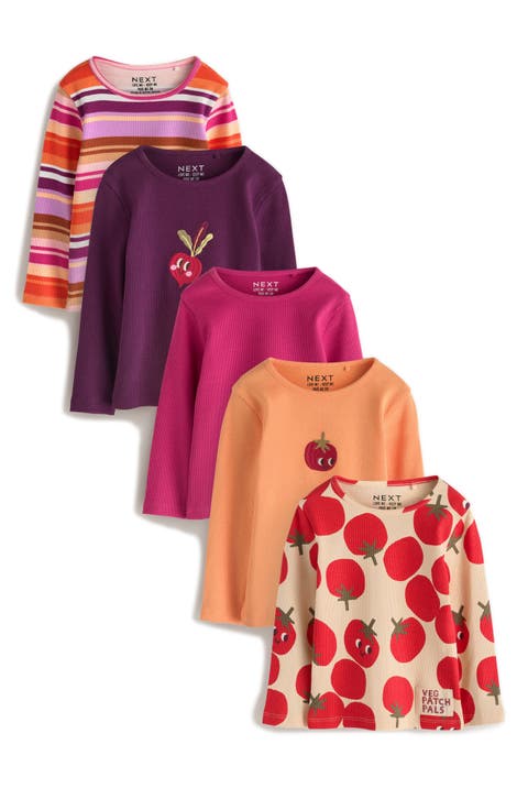 Kids' 5-Pack Rib Assorted Long Sleeve Tops