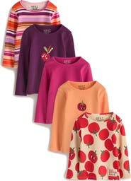 NEXT Kids' 5-Pack Rib Assorted Long Sleeve Tops